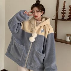 Japanese Faux Lamb Fleece Winter Thick Warm Coats Women Chic Oversize Korean Sweet Bf Hoodies Loose Preppy Style Outwear Cute Oversized Hoodie Outerwear, Cute Winter Hooded Jacket With Long Sleeves, Cute Hoodie Outerwear For Fall, Cute Fall Hoodie Outerwear, Cute Winter Hoodie With Pockets, Cute Hoodie With Pockets For Winter, Cute Hooded Fleece Outerwear, Cute Fleece Outerwear With Drawstring Hood, Cute Cozy Fit Hoodie For Winter