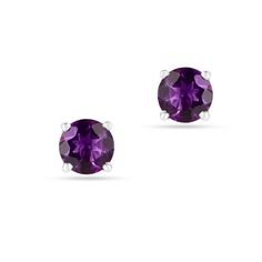 Perfect gift for her Heart Shaped Solitaire Ring, Amethyst Earrings Studs, Color Durazno, Purple Amethyst Earrings, Peach Jewelry, Stud Design, Amethyst Studs, Sterling Silver Stud Earrings, Birthstone Gifts