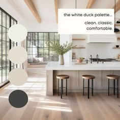 The White Duck paint palette was professionally created with Sherwin Williams paint colors, and features the best-selling color White Duck.I have carefully selected a range of 9 colors for this palette, and included options for walls, trim, furniture, cabinets and doors. Sherwin Williams has hundreds of paint colors, each with their own unique undertones. This can make choosing the right paint colors hard. The colors in this collection were carefully selected to coordinate with each other - this makes choosing the right paint colors a lot easier!Upon purchase, you will receive a beautiful digital color guide with:* All names and numbers for each color included in this color scheme* Real photo examples of each color* Best uses for each color* Best rooms to use each color in* Tips to help ge Paint Colors With Alabaster, Sherwin Williams White Paint Colors Kitchen Cabinets, Sherwin Williams White Grey Paint Colors, Neutral Island Color, Kitchen Nook Paint Colors, What Colors Go With Alabaster, White Duck Sherwin Williams Wall Colors, Accessible Beige And Pure White, Oyster White Coordinating Colors