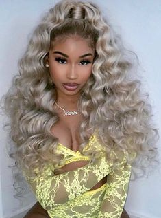 Used coupon code:Christmas to order!! #lacefrontwig#fulllacewig#360wig#humanhairwigs#wigs#fashion#gorgeous#humanhair#lacefront#laceclosur#healthyhair#ulovewig Malaysian Curly Hair, Hair Colorful, Blonde Hair Extensions, Grey Wig, Curly Human Hair Wig, Long Blonde, Long Blonde Hair, Baddie Hairstyles, Wigs For Black Women