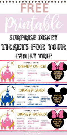 free printable disney world tickets for your family trip