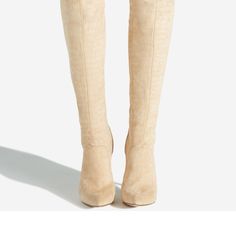 Brand New , Size Listed Is A 12 But It’s Runs Small So It Feels Like A Size 11. Soft Suede Like Material. Knee-high Suede Boots For Spring, Tall Suede Boots For Spring, Tall Shaft Suede Boots For Spring, Beige High Heel Knee-high Boots For Spring, Beige Fitted Suede Knee-high Boots, Beige Knee-high Heels For Fall, Fitted Beige Suede Boots, Casual Fitted Cream Heeled Boots, Beige Knee-high Heeled Boots For Spring