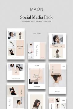 MAON - Social Media Template Social Media Art, Instagram Template Design, Social Media Pack, Social Media Design Inspiration, Creative Instagram Photo Ideas, Instagram Feed Ideas, Text Fonts, Brand Board, Social Media Branding