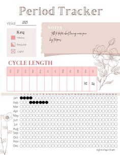 a pink and white calendar with flowers on it