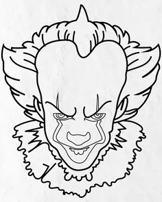 a drawing of a clown's face in red and white