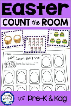 an easter themed counting game with the words'count the room'in black and white