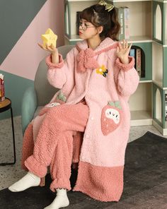 Sweet Strawberry Winter Pajamas PN4486 ●Size: M: for people 150-160cm,45-50kg L: for people 160-165cm,50-60kg XL: for people 165-170cm,60-70kg XXL: for people 170-175cm,70-80kg ●Material:polyester fibre (Please allow 1-3cm differs due to manual measurement.As different computers display colors differently,the color of the actual may vary slightly from the above images.Thanks for your understanding.) ●About Shipping: We attach great importance to the orders of each customer and parcel delivery. 1.Processing time: 2-3 business days. 2.Shipping time: 10-15 business days to US, please allow 3-4 weeks shipping to other country.(Shipping times can be affected by variable customs clearance times or public holidays.) Winter Sleepwear With Long Pants, Hooded Cotton Sleepwear For Winter, Hooded Cotton Winter Sleepwear, Pink Winter Sleepwear, Cute Pink Sleepwear Long Pants, Cute Pink Sleepwear With Long Pants, Cotton Hooded Sleepwear For Lounging, Hooded Cotton Sleepwear For Lounging, Casual Hooded Sleepwear For Pajama Party