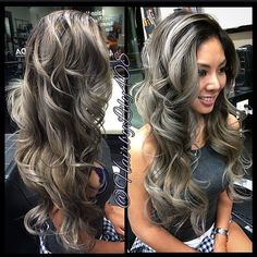 Brown Hair Platinum Highlights, Bad Highlights, Blonde Streak, Pretty Curls, Platinum Highlights, Gray Hair Color, Granny Hair, Dark Ash, Silver Highlights