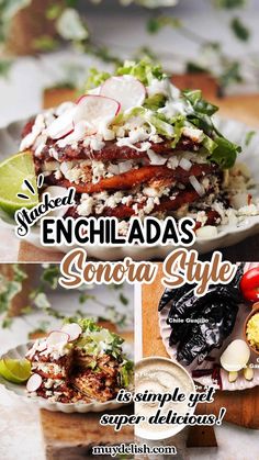 an image of some food that is on a plate with the words enchiladas