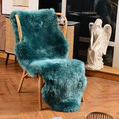 a chair that has some fur on it