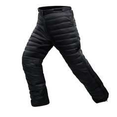 a pair of black ski pants on a white background