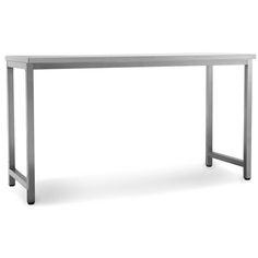 a table with metal legs and a white top on an isolated background for display or montage