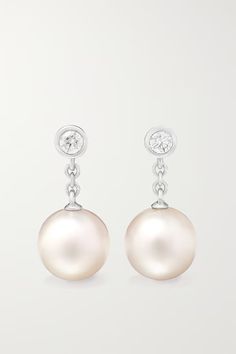 White 18-karat white gold, pearl and diamond earrings | MIKIMOTO | NET-A-PORTER Pearl And Diamond Earrings, Hair Spray, Akoya Pearls, Fine Earrings, Fine Jewellery Earrings, Gold Pearl, Sparkle Diamonds, Women Accessories Jewelry, Cultured Pearls