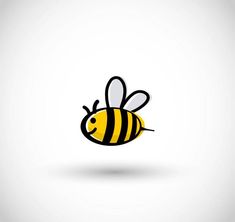 a yellow and black bee on a white background