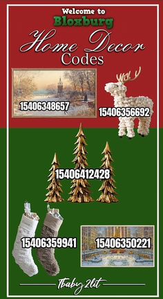 a christmas card with pictures and words on it, including the word welcome to home decor code