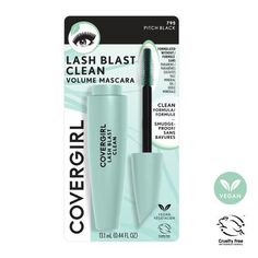 Covergirl's Lash Blast Clean Volume Mascara Boosts Lash Volume With A Clump-Free Sweep, Thanks To Its Innovative Brush. Enriched With Coconut, Jojoba, Argan, And Marula Oils, It Conditions Lashes For A Flawless, Smudge-Free Look.The Intense Black Shade Delivers A Bold, Dramatic Effect, While The Lightweight, Vegan Formula Is Perfect For Sensitive Eyes. Free From Parabens, Sulfates, Talc, And Mineral Oil, This Eco-Friendly Mascara Is Cruelty-Free And Fsc-Certified. Black Brown Mascara, Covergirl Mascara, Vegan Mascara, Eyelash Primer, Covergirl Makeup, Best Drugstore Makeup, Brown Mascara, Black Lashes, Clean Vegan