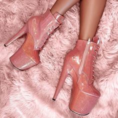 New - Peach Glitterati Ankle Booties. Size 8. 8” Platform Vegan Design, Tangerine Dream, Thigh High Heels, Open Toe Boots, Red Stilettos, Clear Shoes, Yeah Yeah, Glitter Fabric, Shoe Size Conversion