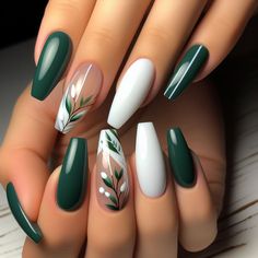 Fancy Nails Designs, Pretty Nail Art Designs, Fancy Nails, Chic Nails, Short Acrylic Nails, Best Acrylic Nails, Gorgeous Nails, Cute Acrylic Nails, Green Nails