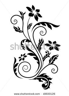 black and white floral design with swirls