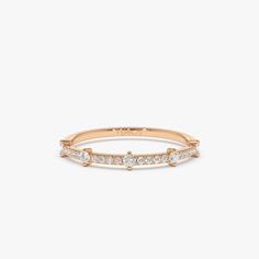 14k Dainty Stacking Diamond Wedding Band 14K Rose Gold Ferkos Fine Jewelry Local Jewelry, Diamond Carat, Diamond Wedding Band, Diamond Color, Eternity Bands, Diamond Gemstone, Gold Yellow, Diamond Wedding Bands, Diamond Wedding