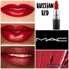 Authentic New In Box Never Used Or Tested Mac Matte Lipstick Shade- Russian Red (Intense Bluish Red) Full Size No Trades Bundle & Save Mac Matte Lipstick Shades, Russian Red Lipstick, True Red Lipstick, Maroon Lips, Mac Retro Matte Lipstick, Matte Lipstick Shades, Frosted Lipstick, Mac Retro Matte, Cream Lip Stain