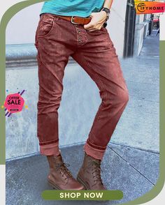 Button Down Pockets Denim Pants Jeans Red Denim Pants With Five Pockets, Fitted Red Jeans With Pockets, Medium Wash Button-up Jeans With Pockets, Casual Red Five-pocket Pants, Rugged Five-pocket Rigid Denim Jeans, Casual Denim Pants, Casual Denim, Jeans Pants, Denim Pants