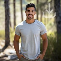 "Featuring an Athletic Heather Bella Canvas 3001 T-shirt Mockup worn by a handsome Latino man enjoying mother nature. This mockup template is perfect for anyone selling special designs for their print on demand shop! Don't wait! Save this beautiful mockup to your collection today while still on sale! //One Model // Color's Available: Athletic Heather //Mockup Details: Shirt: Bella Canvas 3001 Wait !! If you would like to save and get the 'Whole Bundle Deal, please consider:  //Digital Download: To Open The Product, Click the White \"Download Now\" Button in front of the beautiful model. This is an instant download with no physical item to be shipped. Upon confirmation of payment, you will receive one (1) high-resolution digital images that are free of branding and watermark. These images a Heather Grey Pre-shrunk Short Sleeve Tops, Heather Grey Short Sleeve Pre-shrunk Top, Latino Man, Latino Men, T Shirt Mockup, Grey T Shirt, Mock Ups, Tshirt Mockup, Shirt Mockup