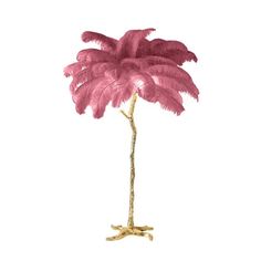 a pink palm tree is shown against a white background with gold accents and an intricate branch