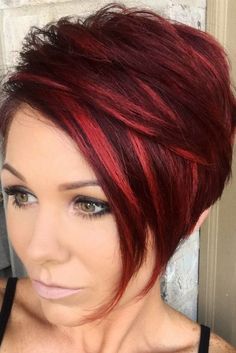 Highlights Placement, Hairstyles Red Hair, Highlights Chunky, Shades Of Red Hair, Sassy Hair, Short Hair Color, Haircut And Color