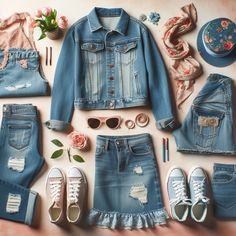 Discover the timeless appeal of denim! From classic jackets to trendy jeans, denim is a spring wardrobe essential. Explore our collection for denim outfit inspiration and elevate your spring style game! #DenimFashion #SpringStyle Spring Wardrobe Essentials, Trendy Jeans, Classic Jacket, Spring Wardrobe, Spring Style, Denim Overalls, Denim Outfit