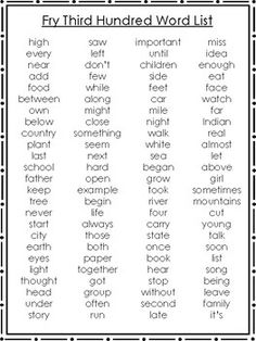 a black and white printable word list with words