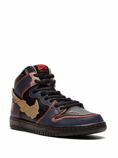 Nike x Gundam SB Dunk High Pro QS "Banshee" Sneakers - Farfetch Nike Sb Dunk High, Sb Dunk High, Dunk High, Nike Sb Dunks, Sb Dunk, Swoosh Logo, Sneakers Blue, Dc Sneaker, Nike Sb