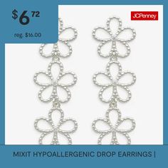 Included: 1 Pair of EarringsFeatures: HypoallergenicEarring Back: PostMetal Color: Silver ToneEarring Length: 16.1mmEarring Width: 48mmCare: Wipe CleanEarrings Type: Post EarringsEarrings Style: Drop EarringsMetal: BrassCountry of Origin: Imported Hypoallergenic Dangle Earrings For Spring, Hypoallergenic Spring Dangle Earrings, Hypoallergenic Drop Earrings, Drop Earrings Silver, Earrings Drop, Silver Drop Earrings, Earrings Silver, Gold Tones, Drop Earrings