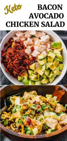 low carb / keto chicken salad with avocado and other ingredients in a bowl