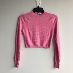 Nwot Zara Knit Cropped Top - Pretty In Pink, Perfect For Any Hight Rise Bottom Zara Knit, Knit Crop Top, Cropped Top, Zara Tops, Pretty In Pink, Zara, Crop Tops, Boutique, Knitting