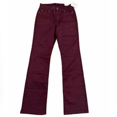 Ellen Tracy Twill Boot Cut Pants Wine Red Size 8 Brand New With Tags. Zipper Closure, Pockets. 98%Cotton 2% Spandex Measurements: Length 42 Waist 14 Rise 9.5 Inseam 31.5 Inches Mid-rise Burgundy Fall Pants, Mid-rise Burgundy Pants For Fall, Burgundy Mid-rise Pants For Fall, High Waist Burgundy Cotton Pants, Boot Cut Pants, Womens Jeans Bootcut, Ellen Tracy, Twill Pants, Wine Red