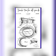 a blueprinted drawing of a toilet with the words thank you for all you do