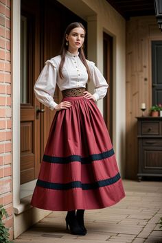 Medieval Costume Skirt, Costume Full Gathered Skirt, Costume Full Skirt With Gathered Details, Medieval Fitted Skirt For Larp, Fitted Folk Style Skirt, Fitted Peasant Skirt With Lining, Medieval Skirt, Skirt Circle, Skirt Sewing Pattern