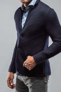 Luca Sweater Jacket In Navy - AXEL'S Preppy Man, Mens Vest Fashion, Classic Clothes, Preppy Mens Fashion, Gq Style, Open Sweater, Man Style, Vest Fashion, Fashion Board