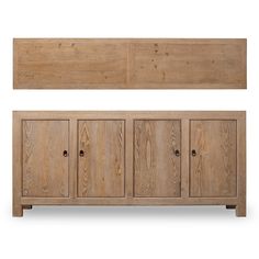 the sideboard is made out of wood and has four doors