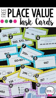 place value task cards with numbers and times for each card in the same row,