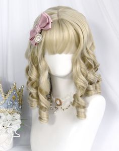 Short Curly Wig, Kawaii Wigs, Anime Wigs, Classic Lolita, Cosplay Hair, Kawaii Hairstyles, Short Curly Wigs, Curly Wig, Hair Reference