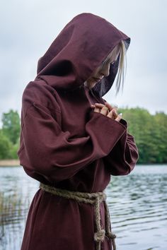 "This is a historically inspired robe / habit with an authentic look of Middle-Ages clothes. Perfectly suitable for a wide range of characters: monk, priest, cultist, mage, wizard, warlock or even the Grim Reaper himself. It can be made out of 3 different materials: 50/50 mix of cotton and polyester, pure cotton or pure linen. INCLUDES a linen rope that is used as a belt (see photos). Available in DIFFERENT SIZES and colors. It is custom made according to your measurements, which should be speci Long Sleeve Medieval Dress For Halloween, Hooded Medieval Dress For Cosplay And Festivals, Medieval Long Sleeve Costumes For Festivals, Medieval Long Sleeve Costume For Medieval Festivals, Fall Long Sleeve Larp Costume, Fall Medieval Dress For Cosplay, Medieval Dress For Fantasy Events In Fall, Hooded Medieval Dress Costume For Festivals, Hooded Medieval Dress For Larp And Festivals