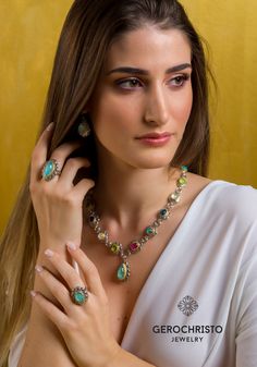 multi colors stones amazonite, lapis, apatite, turquoise, ruby, malachite...necklace, bracelet, earrings, rings in sterling silver with Gold plated parts Engraved Cufflinks, Summer Rings, Malachite Necklace, Gifts For My Boyfriend, Pricing Jewelry