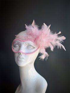 We offer original handcrafted embellishment designs for your mask. We can customize any mask to create a wearable work of art unique to you! Mask base is white with pink hand drawn filigree design and pink trim. S I Z E  Adults and kids S H I P P I N G  -   Processed same day or within 24 hours.  1-2 day guaranteed delivery services offered, add items to cart and click on shipping tab for rates.  Pls leave a check out note with your need date & contact number (especially for expedited and custom Pink Costume Accessories For Carnival, Pink Carnival Costume Accessories, Adjustable Costume Masks For Carnival, Pink Masquerade Mask For Carnival, Adjustable Masquerade Mask For Carnival Gift, Adjustable Pink Costume Accessories For Costume Party, Carnival Themed Eye Mask, Pink Adjustable Costume Accessories For Costume Party, Carnival Masks As A Gift With Adjustable Fit