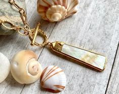 Usually ships same day or next in a cute boho by OneTribeJewelry Large Pearl Necklace, Chain Layering, Statement Necklace Gold, Dainty Initial Necklace, Healing Stones Jewelry, Mother Of Pearl Pendant, Pearl Statement Necklace, Large Pendant Necklace