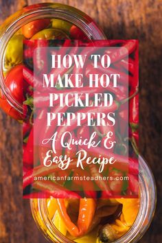 We love peppers around here. With the abundance of peppers this time of year, pickled peppers are a must. It’s a quick and easy way to get your peppers preserved. Pickled Pepper Recipe, Pickled Hot Peppers, Hot Pepper Recipes, Hot Pickles, Pastured Poultry, Making Bone Broth, Homestead Recipes, Pickled Peppers, Aberdeen Angus