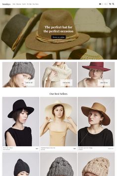 the website for hats is displayed in many different colors and sizes, including one with a hat