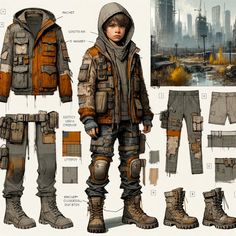 Post Apocalyptic Outfit Drawing, Post Apocalyptic Community, Survival Outfit Male, Post Apocalypse Concept Art, Zombie Survivor Character Concept Art, Postapocalyptic Concept Character, Post Apocalyptic Mechanic, Survival Outfits Apocalypse, Urban Explorer Outfit