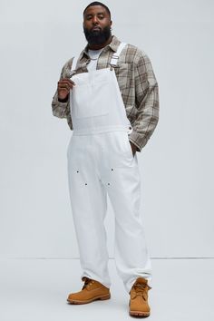 Available In White. Strap Button Detail Side Pockets 100% Cotton Disclaimer: Due To The Specialized Distressing & Wash Process, Each Garment Is Unique. Carpenter Panel Detail Pair With "Alexander Utility Hooded Jacket" Imported | Mens Alexander Utility Canvas Overalls in White size 34 by Fashion Nova Men White Overalls, Long Sleeve Cotton Overalls With Buttons, Cotton Overalls With Sleeves And Buttons, Cotton Bib Front Overalls With Button Closure, Utility Cotton Overalls With Buttons, Fall Button-up Cotton Overalls, White Cotton Overalls With Relaxed Fit, White Overalls With Pockets For Workwear, Fall Overalls With Button Closure And Relaxed Fit